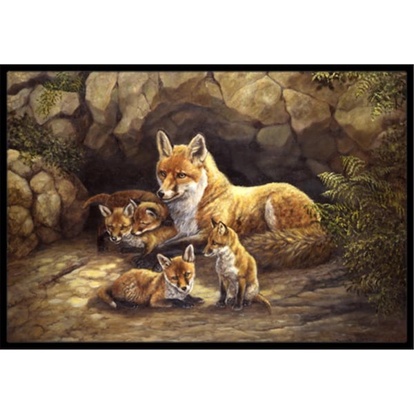 Carolines Treasures Fox Family Foxes by the Den Indoor or Outdoor Mat- 24 x 36 BDBA0169JMAT - main